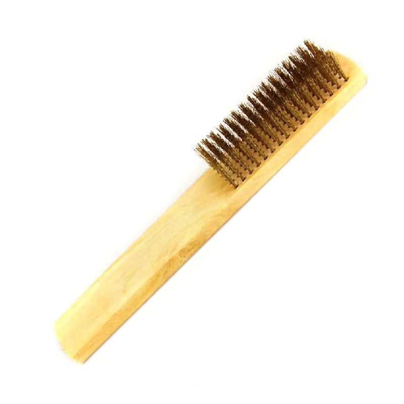 Wooden handle wire brush metal surface cleaning paint and stain removing |