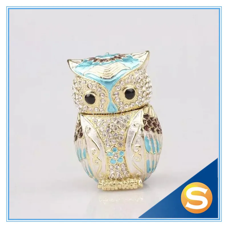 Newest Cute Owl Trinket Jewelry Box Trinket Owl Shaped Ring Holder