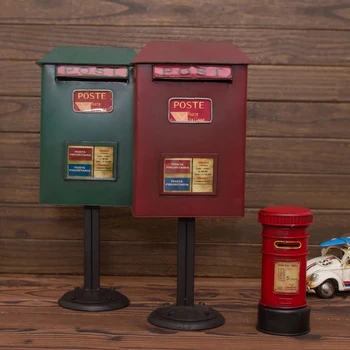 

21*50cm Vintage Iron The Mailbox Shape Piggy Bank Vintage Europe British Design Bedroom Money Boxes Children New Year Gifts