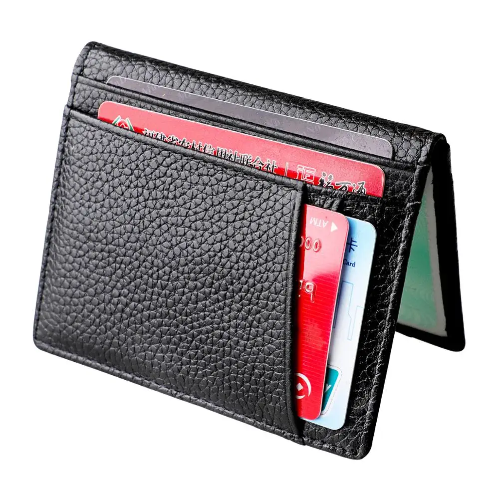 

genuine leather mini credit card wallet purse male Men Wallet Small Card Bag card set credit holder Driver's license cover black