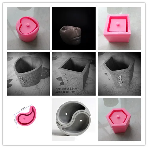 Retro Old Gardening Decoration Concrete Flower Pot Molds Handmade Square Cement Landscape Pot Silicone Mold Rectangle