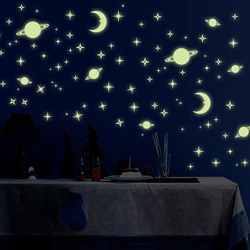 

Creative Night Dark Luminous Space Planets Pattern Wall Stickers Bedroom Decor