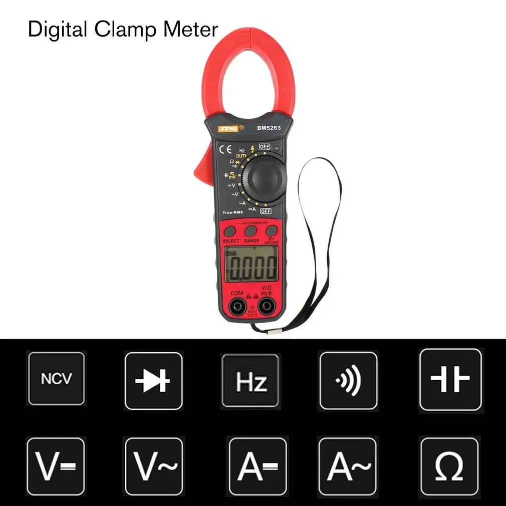 SZBJ BM5263 Ручной цифровой клещи мультиметр AC/DC Вольт Ток Напряжение Ом усилитель НТС тестер сопротивление Амперметр True RMS