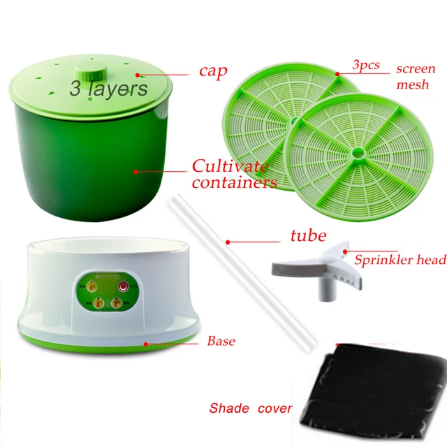 Warmtoo Intelligent 1.5L Three Layers Bean Sprouts Machine Automatic DIY Housemade Sprout Green Seeds Growing 220V 20W 26x35cm