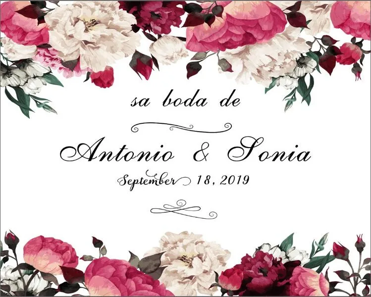 

custom name and date purple Flower wall wedding photocall boda backdrop