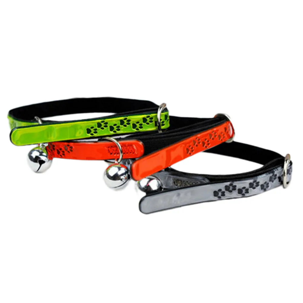 

PU leather dog footprints reflect light small bell cat small dog collars Pet supplies