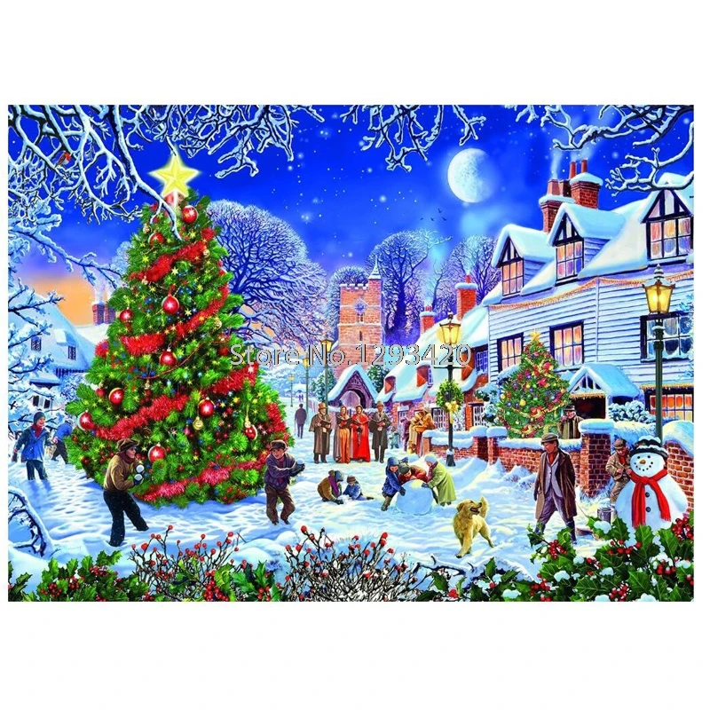 Christmas Full 5D Diy Diamond Painting Winter Snow Scenery Diamond