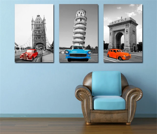 Aliexpress.com : buy 3 panels vintage car canvas painting wall ... Decoracion living vintage