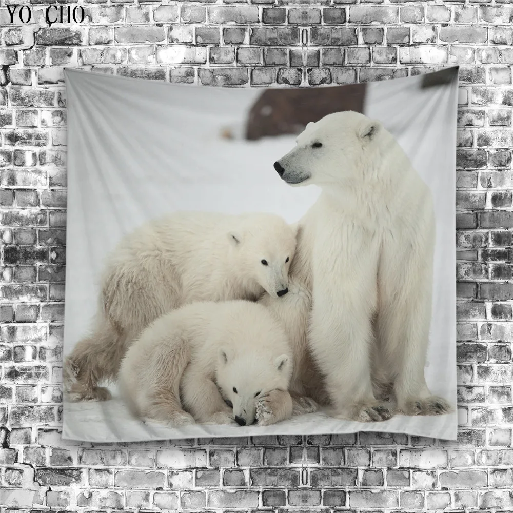 

YO CHO bear lovely squirrel panda wall hanging tapestry animals style wall carpet ready made polyester printed popular tapestry