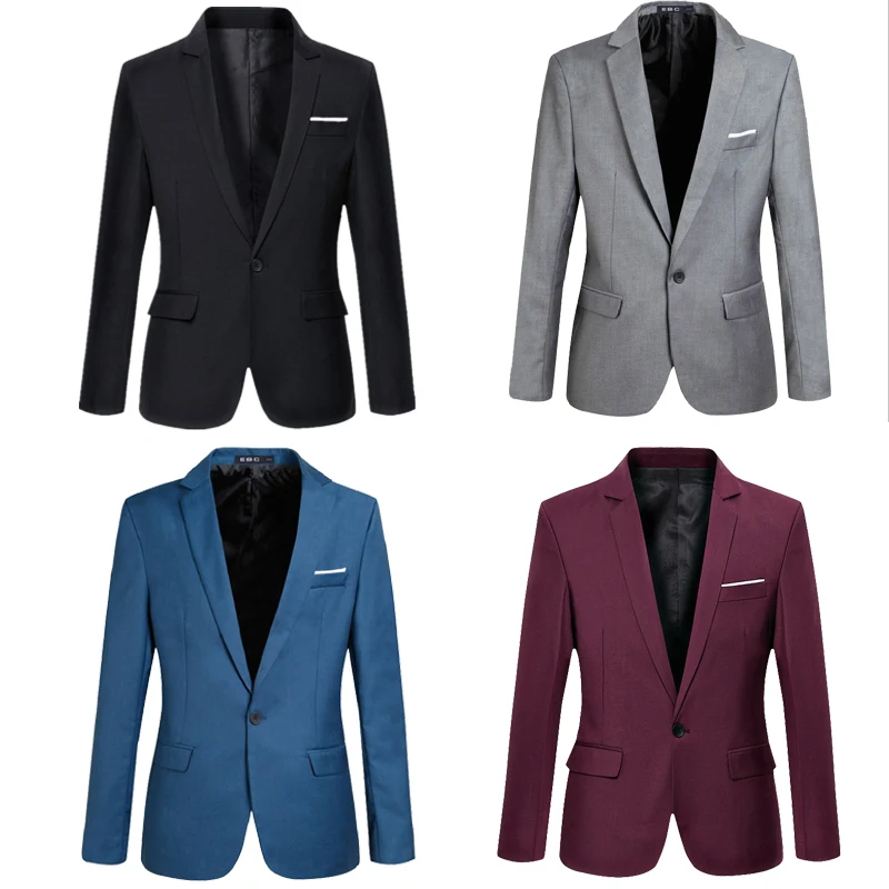 Мужские корейские облегающие мода один хлопковый Блейзер пиджак Цвет: черный, синий плюс размеры M до 3XL Мужской пиджаки для женщин мужские пальт