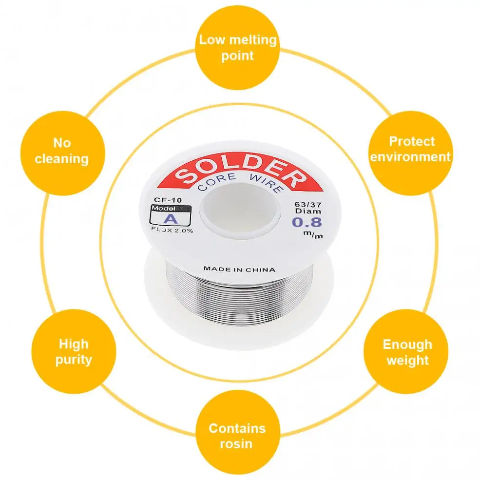 50 г 0,8 мм Оловянная тонкая проволока сердечник 2% флюс катушка для сварки линия припоя проволока с канифолью и низкой температурой плавления для электрического паяльника