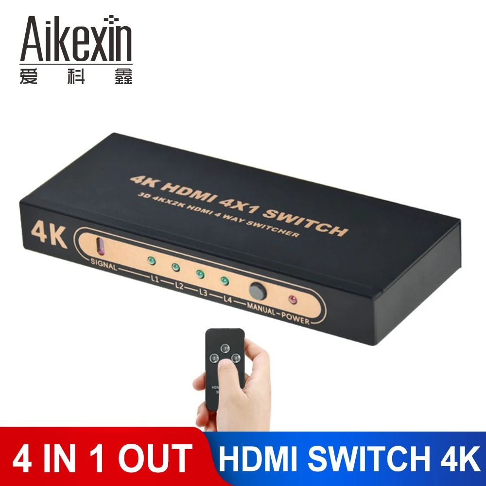 HDMI сплиттер Aikexin 4 порта коммутатор HDMI1.4 4K x 2K 1080P входа 1 выход адаптер концентратор