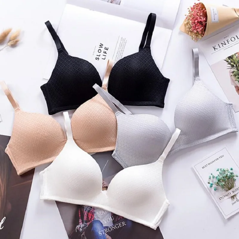 

Thin lace bralette lingerie Japanese one-piece wire free bra push up bra soft solid underwear cute girl A B cup brassiere