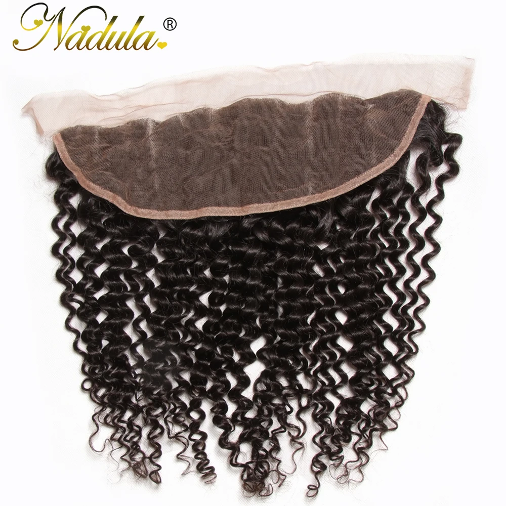 

Nadula Hair 10-20INCH Free Part Malaysian Curly Hair Closure Piece 13x4 Lace Frontal Remy Hair Weave Medium Brown