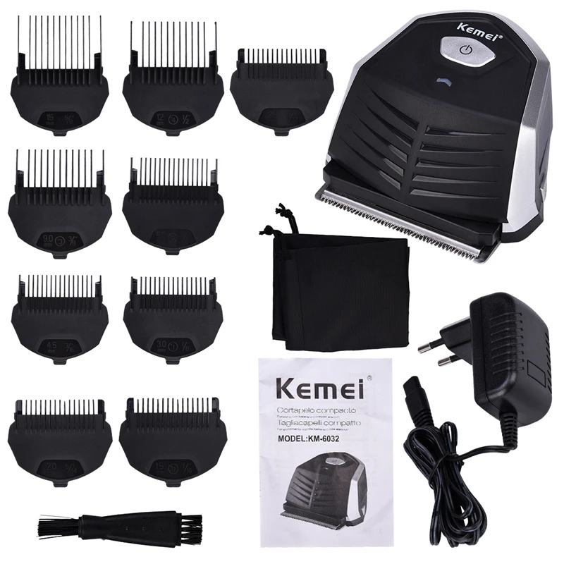 

Kemei Professional Hair Clipper Electric Hair Trimmer Rechargeable Hair Cutter Waterproof Powerful Shaving Machine+9 Guide Comb
