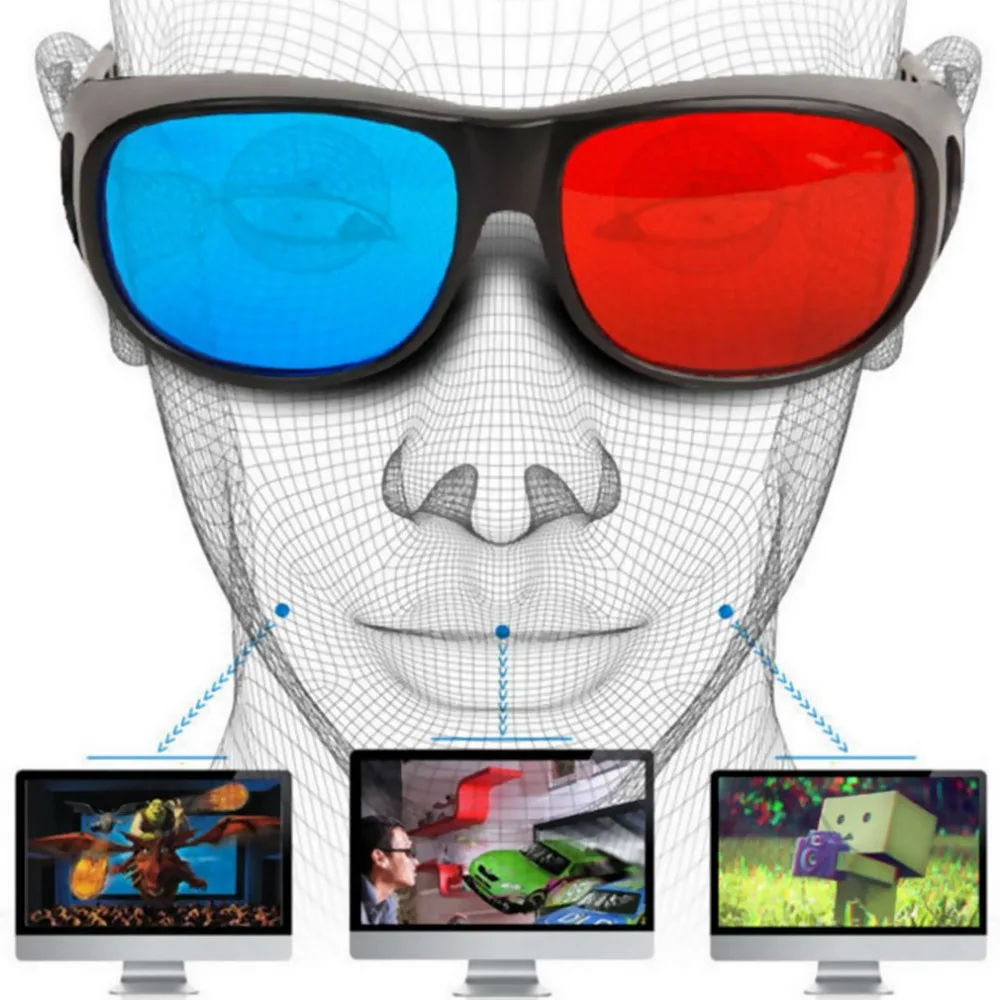 2 шт. красный-синий/голубой анаглиф простой стиль 3d очки 3d фильм игра-дополнительный стиль обновления - изображение