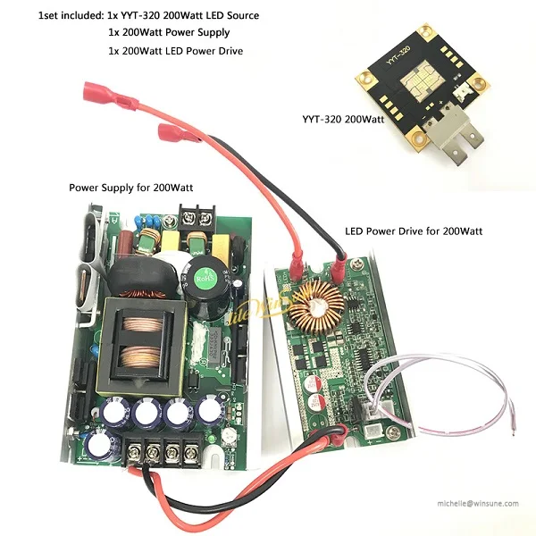 Litewinsune YYT-320 200 Вт светодиодный источник для сценического освещения светодиодный источник для проекта с блоком питания светодиодный привод - Цвет: 1LED 2Board