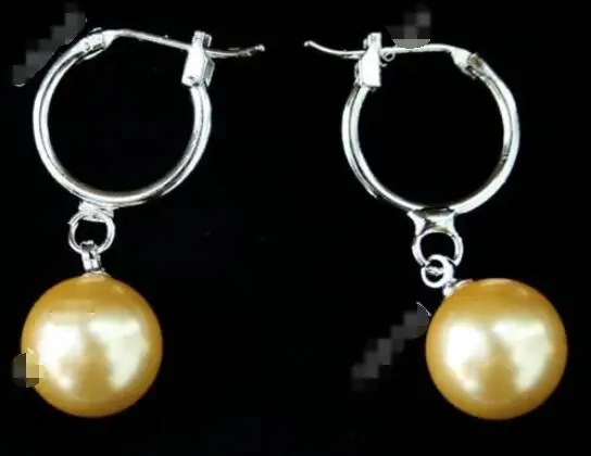 

Hot sale new Style >>>>NEW Lady's Jewelry 10mm Yellow Sea Shell Pearl Lever back Earring AAA+ -Top quality free shipping