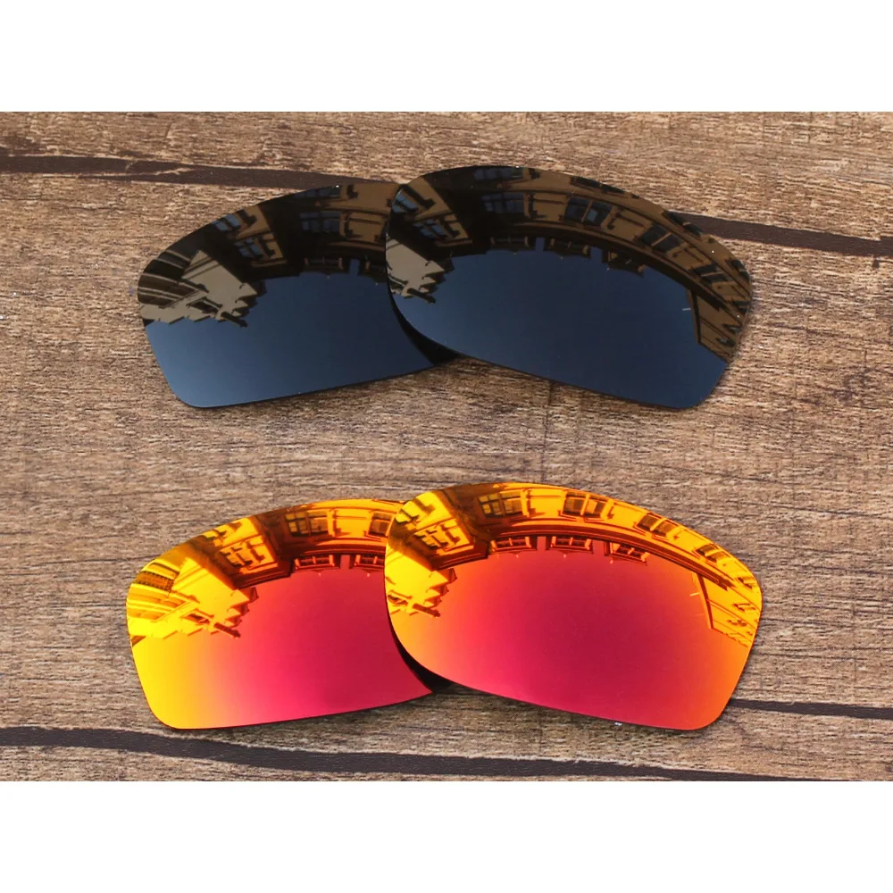 

Vonxyz 2 Pairs Stealth Black & Ruby Mirror Polarized Replacement Lenses for-Oakley Fives Squared Frame