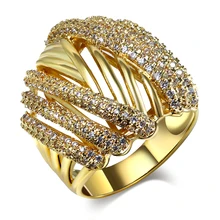 Mujeres Anillos de oro y rodio plateado con blanco CZ joyería de moda Anillo de envío libre tamaño Completo #5, #6, #7, #8, #9, #10