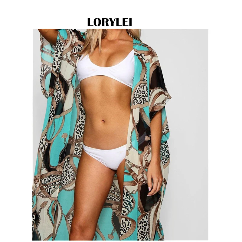 

2019 Bohemian Printed Beach Kimono Cardigan Plus Size Women Summer Beachwear Wrap Long Shirt Tops and Blouse Pareos Plage Q700