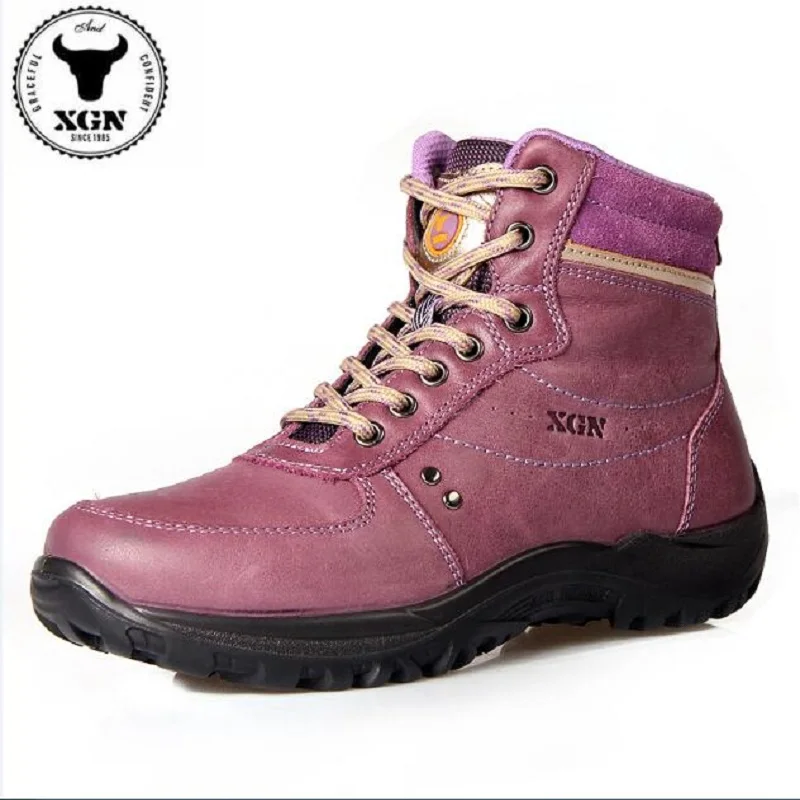 

XGN Brand Outdoor Walking High Shoes Women Waterproof Breathable Non-slip Wearable Climbing Shoe Winter Travel Cowhide PU Shoe
