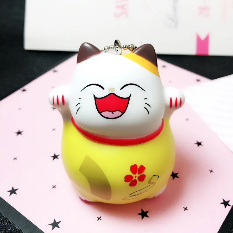 Cute Fortune Cat Figures Toys Keychain Anime Cartoon Lucky Cats Neko Figuras Dolls Key Bag Pendant (6)