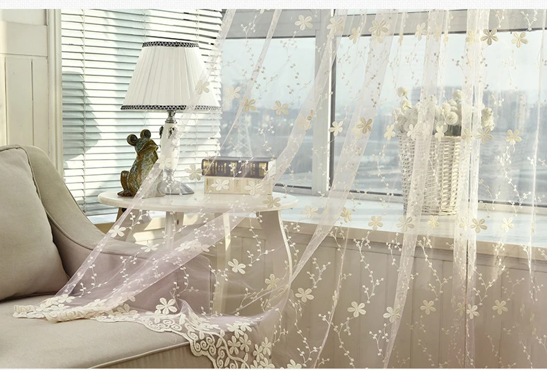 Корейская свежая Белая Гипсофила Кружева Вышивка отвесные шторы для гостиной Индивидуальные плавающие окна спальни AP058-30
