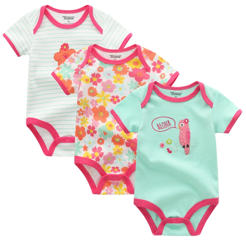 nieuwe pasgeboren babykleding zomer комбинезон 3-delige Комплект трусов vrouwelijke Детская Пижама en babykleertjes комплект