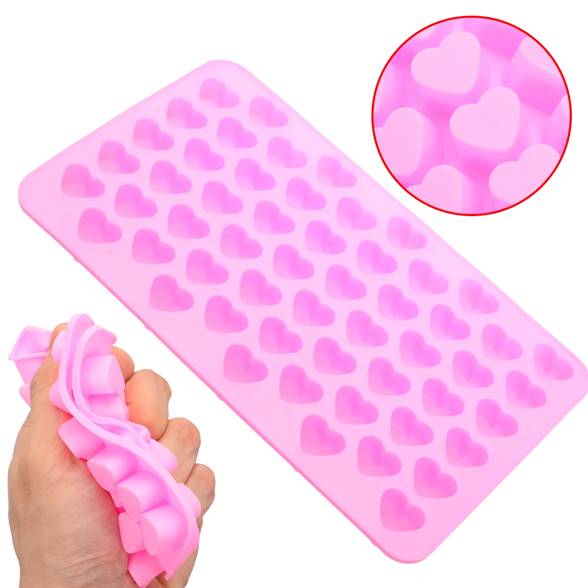 55 Grid Heart Shape Silicone Chocolate Mold Maker DIY Ice Cube Tray Freeze Mould Bar Pudding Jelly Tool Cookies Baking Mould