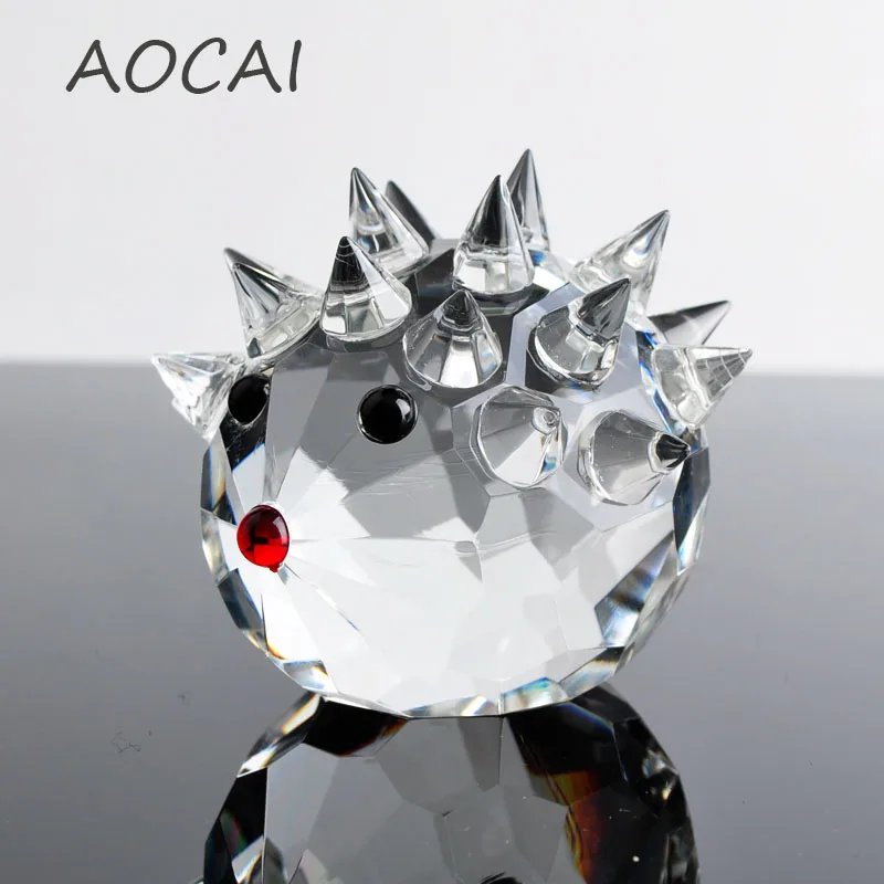 Image Cute Glass Crystal Hedgehogs Figurines Paperweight Crafts Art Collection Table Car Ornaments Souvenir Home Decor Wedding Gifts