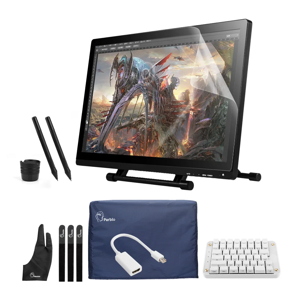 

Professional UG-2150 IPS HD Tablet Monitor+Parblo PR200w one-hand Mechanical Gaming Keyboard+Two-Finger Glove +Screen Protector