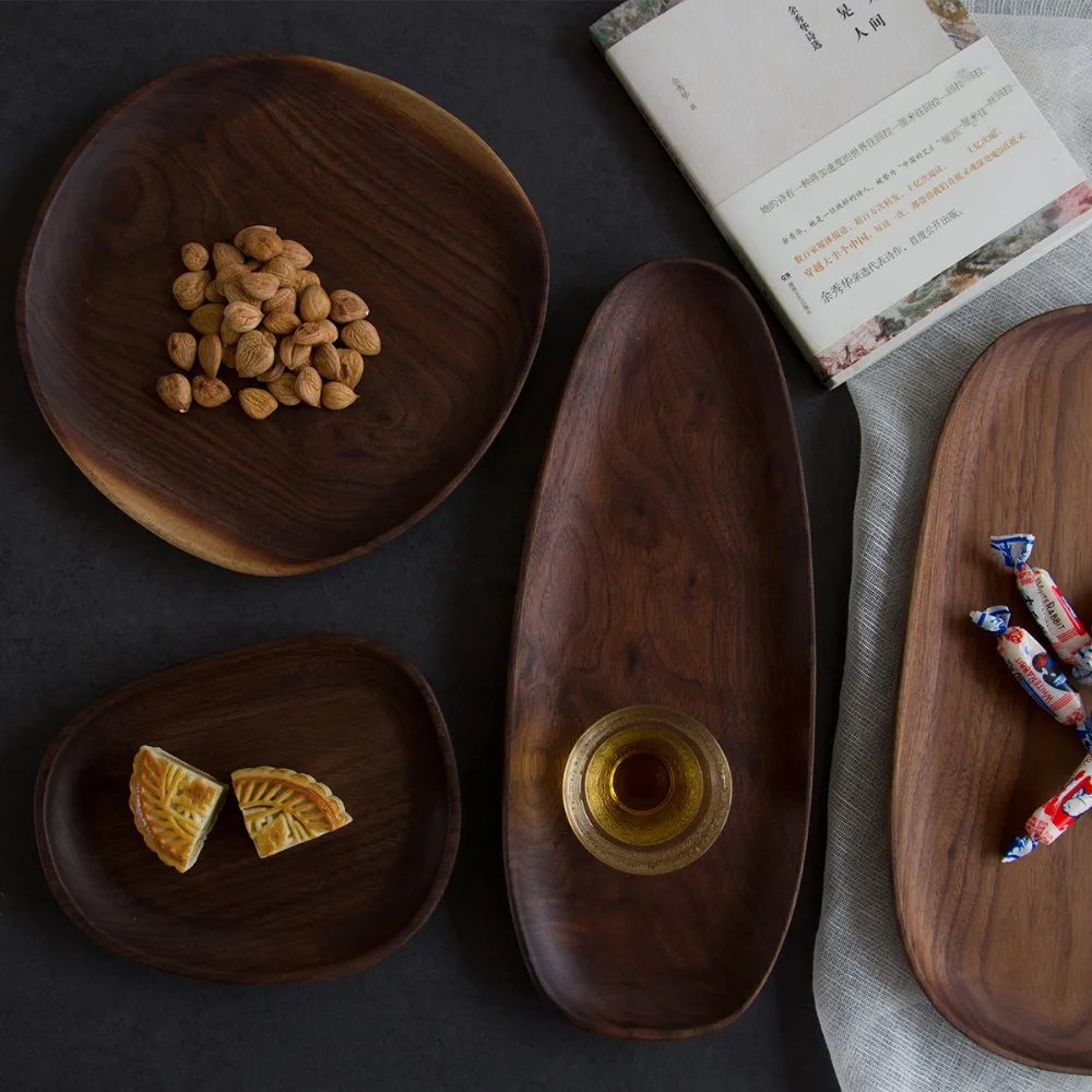 Wooden Entire Dessert Plates Irregular The Afternoon Tea Dishes Solid Wood Creativity Tableware Small Coffee Wood Dinner Plate
