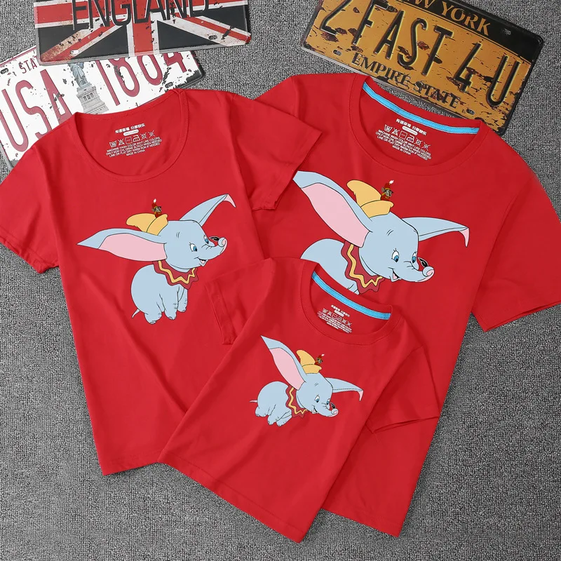 

2019 summer Fashion family matching clothes Mother Son Dad Daughter Clothes elephant Printed Casual T Shirt Family Look