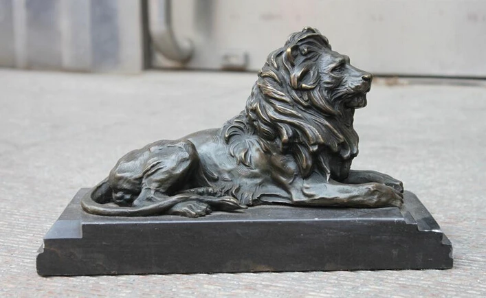 

wholesale factory Western Pure Bronze Copper & Marble Carved Lion Decor Art Sculpture