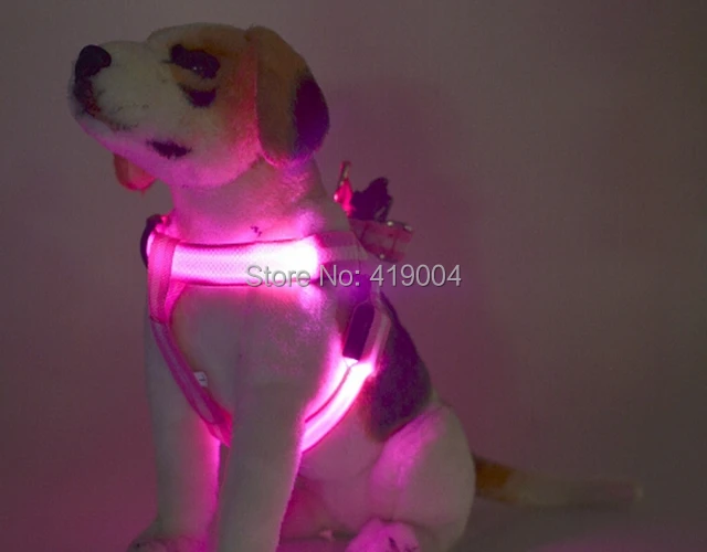 

Fedex DHL Free shipping Pet Cat LED Harness Training Safety Light Glow Harnesses Leash Dog LED Collar 7 Colors,50pcs/lot