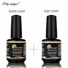 LiLy angel, 15 мл, 2 шт., хорошее качество, Набор лаков для ногтей, Базовое покрытие+ верхнее покрытие, набор, грунтовка для ногтей, впитывающий УФ-гель