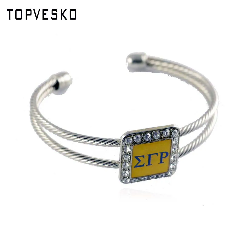 

Drop Shipping Sorority Jewelry Customized Twist Yellow Square Sigma Gamma Rho Bracelet