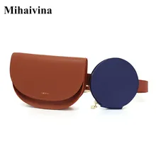 Mihaivina, модные женские поясные сумки с круглой сумкой, набор, Женские поясные сумки, кожаный ремень, сумка для денег, кошелек для путешествий, поясная сумка