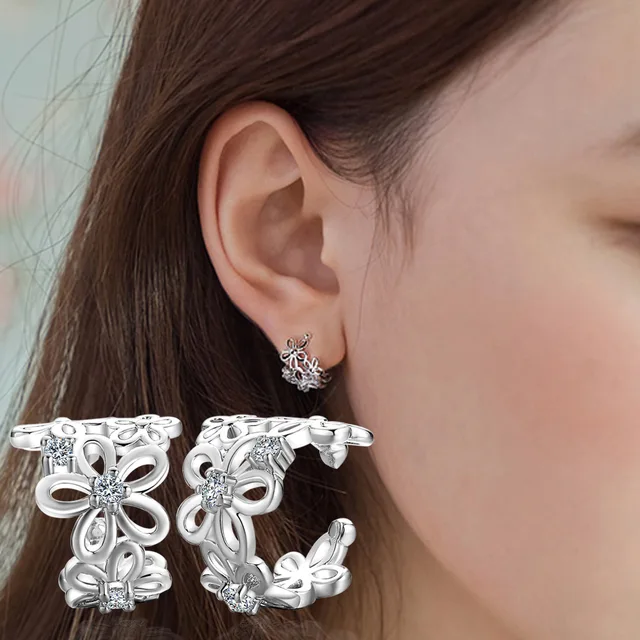 Ear Clip Earrings For Women Earring Small Fresh Flowers Earings 925