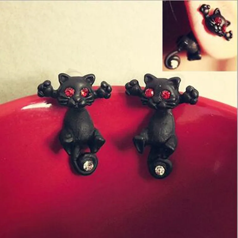 

1PC New Fashion Cat earring cute fine Black Kitten Jewelry Earrings 8CED31