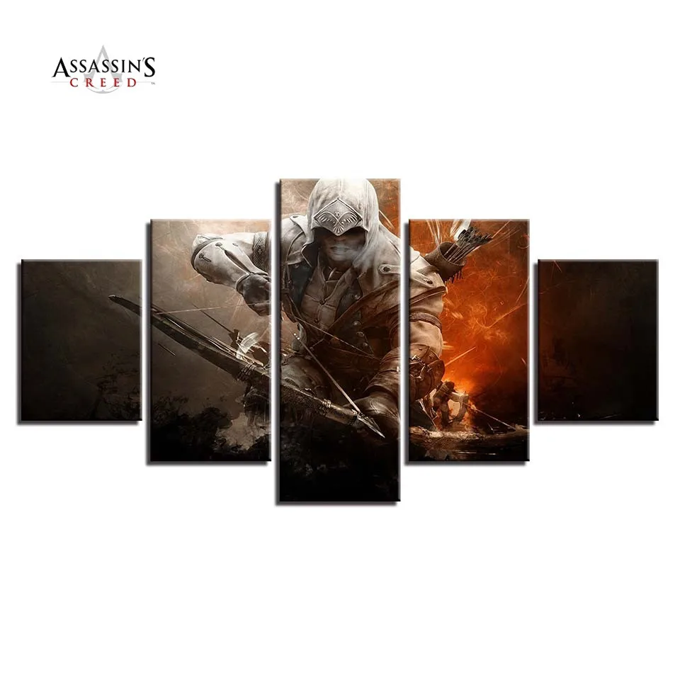 Цветные картины постеры игра Connor 8 War Wall Art Framework домашний декор 5 шт. HD печать