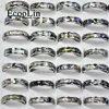50Pcs EcooLin Brand Fashion Natural Shellfish Abalone Shell 316L Stainless Steel Rings For Women Jewelry Lots Bulk LR4029 1