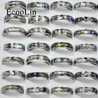 50Pcs EcooLin Brand Fashion Natural Shellfish Abalone Shell 316L Stainless Steel Rings For Women Jewelry Lots Bulk LR4029 1