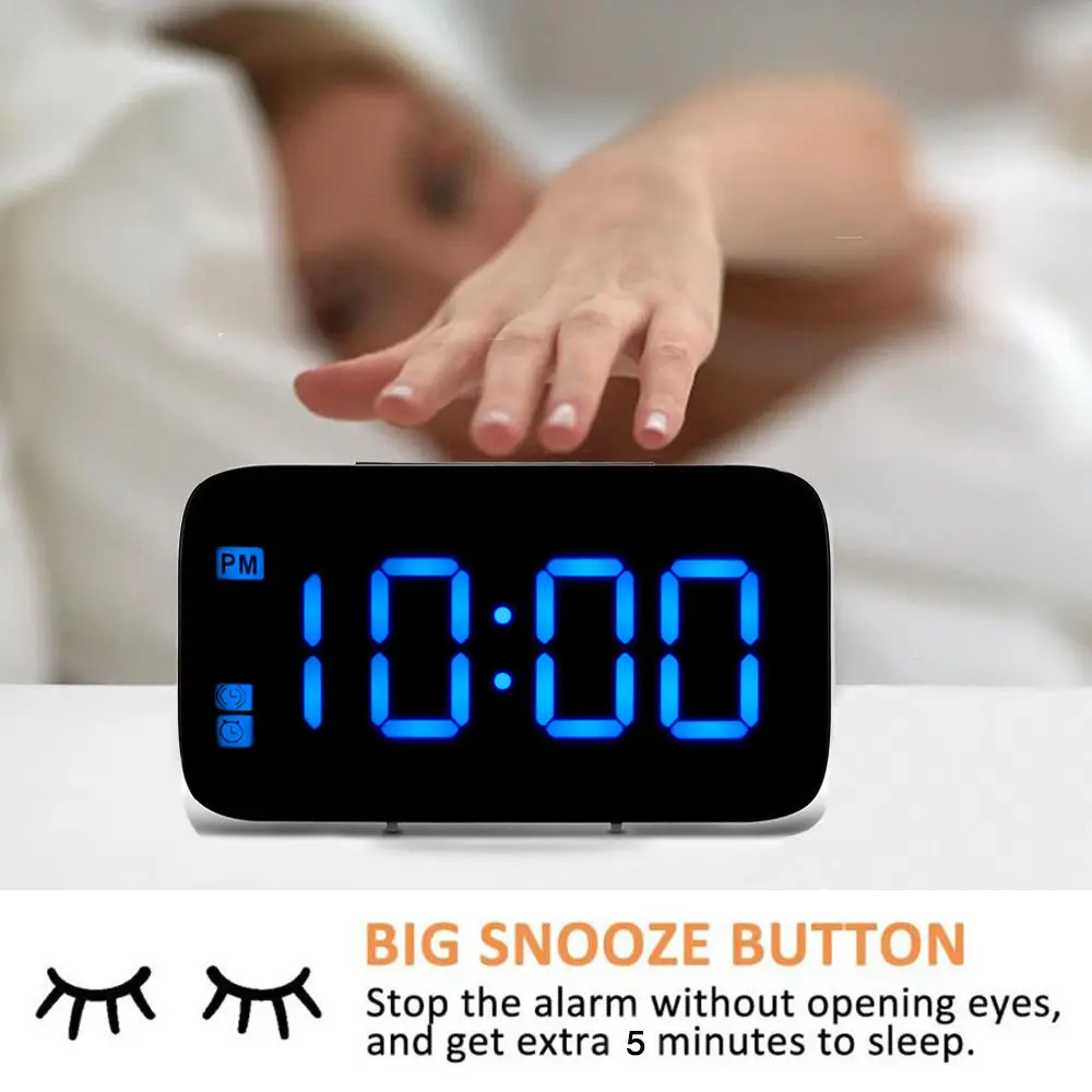 

Digital LED Electronic Alarm Clock Battery Powered Voice Control Alarm Clocks US