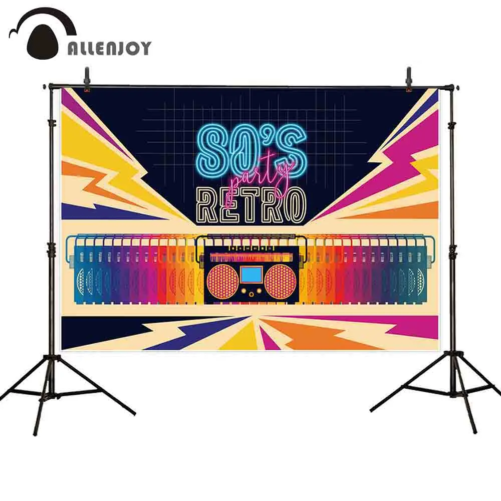 

Allenjoy photography background 80's party retro celebrate music redio photophone photo studio decor prop photocall backdrop