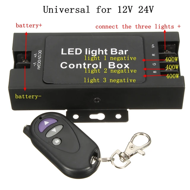 12/24V 400W Remote Wireless LED Light Bar Control Box Car Motorcycle