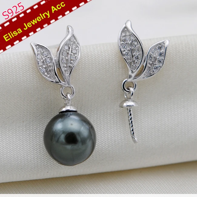 Elegant Leaves Pearl Drop Earrings Jewelry Findings S925 Sterling Silver Components Colors 3Paris/Lot | Украшения и аксессуары