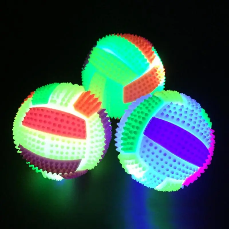 

1PCS LED Volleyball Flashing Light Up Color Changing Bouncing Hedgehog Ball Kids Toys For Baby Kid 6.5cm BiBi Sound Random Color