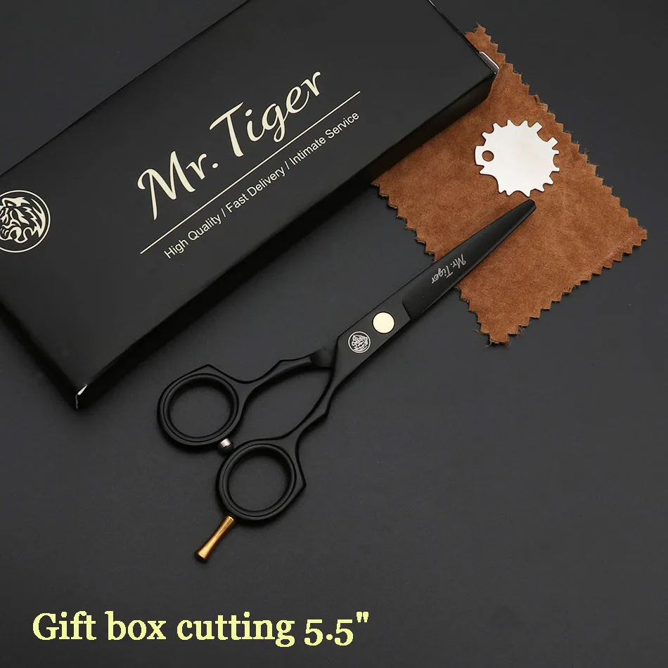 Япония 6,0 5,5 Черные ножницы для волос Профессиональные Парикмахерские ножницы для стрижки волос Парикмахерские ножницы для волос набор Makas - Цвет: gift box cutting